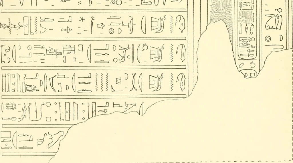 An illustration from Catalogue des monuments et inscriptions de l'Égypte antique / publié sous les auspices de S.A. Abbas II Helmi par la direction générale du Service des antiquités [de l'Égypte] ; par J. de Morgan, U. Bouriant, G. Legrain, G. Jéquier, A. Barsanti, 1894, leaf 323