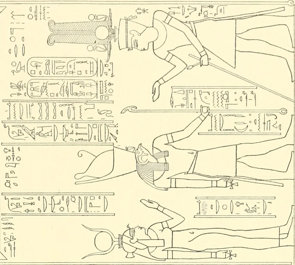 An illustration from Catalogue des monuments et inscriptions de l'Égypte antique / publié sous les auspices de S.A. Abbas II Helmi par la direction générale du Service des antiquités [de l'Égypte] ; par J. de Morgan, U. Bouriant, G. Legrain, G. Jéquier, A. Barsanti, 1894, leaf 324