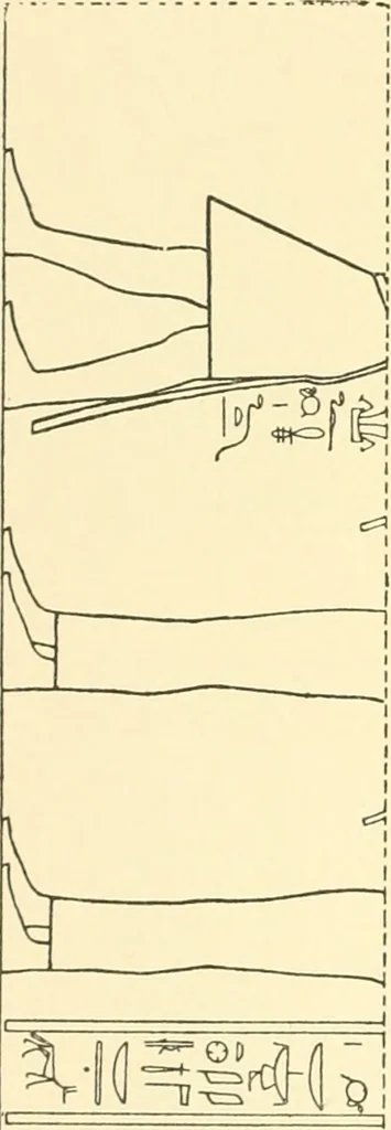An illustration from Catalogue des monuments et inscriptions de l'Égypte antique / publié sous les auspices de S.A. Abbas II Helmi par la direction générale du Service des antiquités [de l'Égypte] ; par J. de Morgan, U. Bouriant, G. Legrain, G. Jéquier, A. Barsanti, 1894, leaf 343
