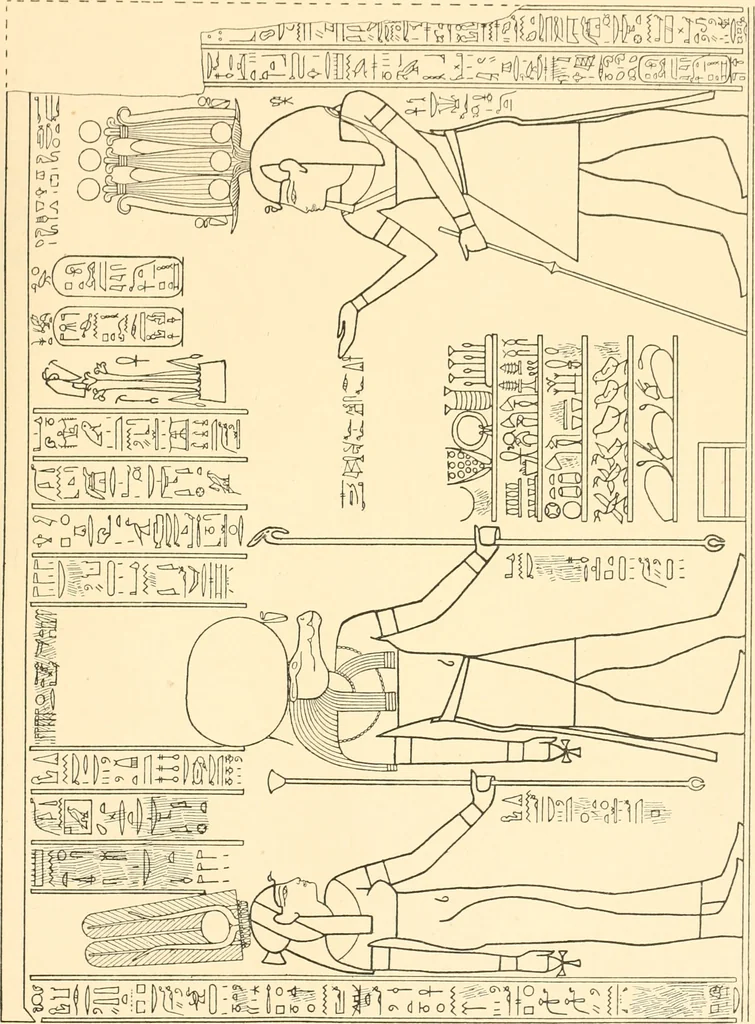 An illustration from Catalogue des monuments et inscriptions de l'Égypte antique / publié sous les auspices de S.A. Abbas II Helmi par la direction générale du Service des antiquités [de l'Égypte] ; par J. de Morgan, U. Bouriant, G. Legrain, G. Jéquier, A. Barsanti, 1894, leaf 344