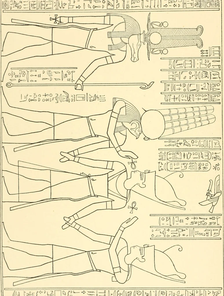 An illustration from Catalogue des monuments et inscriptions de l'Égypte antique / publié sous les auspices de S.A. Abbas II Helmi par la direction générale du Service des antiquités [de l'Égypte] ; par J. de Morgan, U. Bouriant, G. Legrain, G. Jéquier, A. Barsanti, 1894, leaf 347