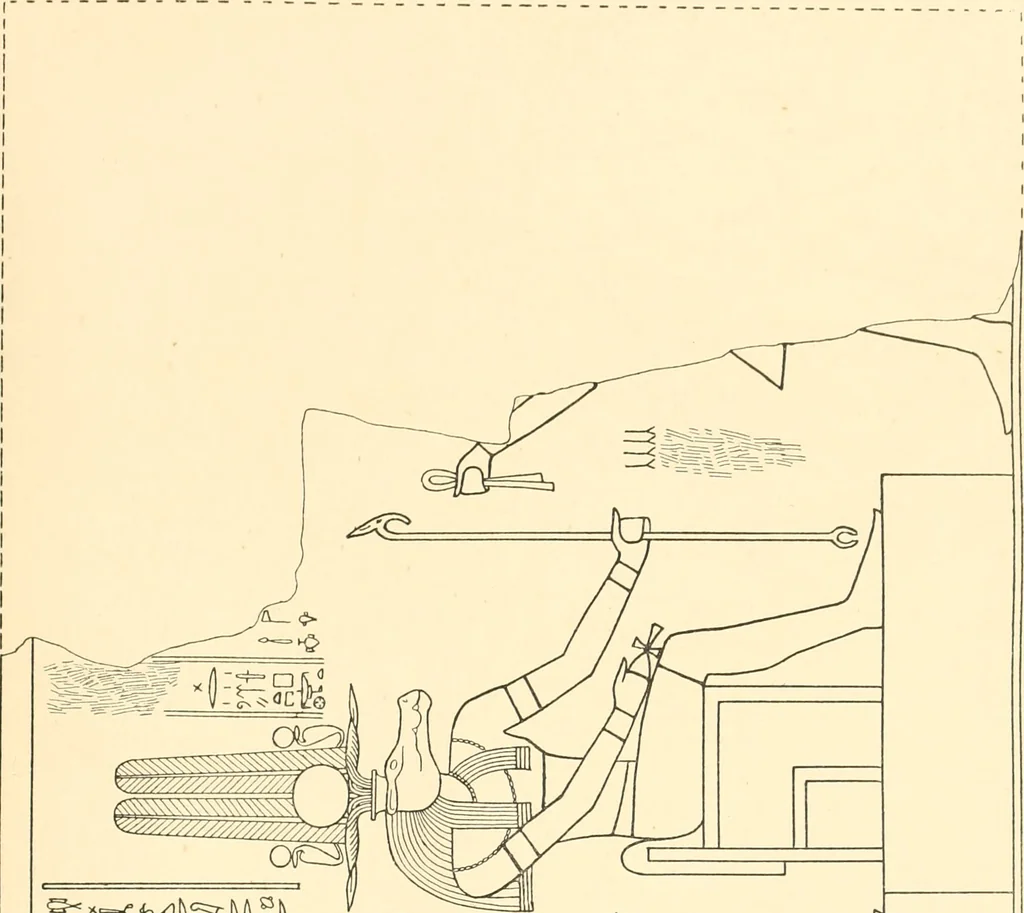 An illustration from Catalogue des monuments et inscriptions de l'Égypte antique / publié sous les auspices de S.A. Abbas II Helmi par la direction générale du Service des antiquités [de l'Égypte] ; par J. de Morgan, U. Bouriant, G. Legrain, G. Jéquier, A. Barsanti, 1894, leaf 348