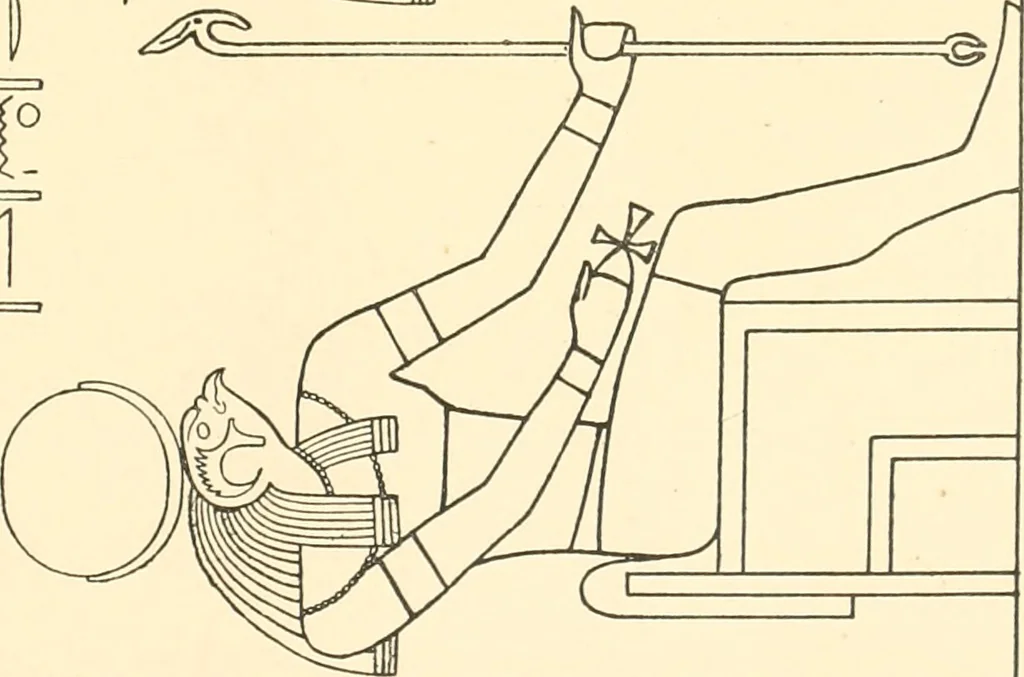 An illustration from Catalogue des monuments et inscriptions de l'Égypte antique / publié sous les auspices de S.A. Abbas II Helmi par la direction générale du Service des antiquités [de l'Égypte] ; par J. de Morgan, U. Bouriant, G. Legrain, G. Jéquier, A. Barsanti, 1894, leaf 348