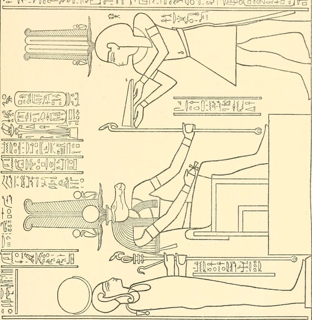 An illustration from Catalogue des monuments et inscriptions de l'Égypte antique / publié sous les auspices de S.A. Abbas II Helmi par la direction générale du Service des antiquités [de l'Égypte] ; par J. de Morgan, U. Bouriant, G. Legrain, G. Jéquier, A. Barsanti, 1894, leaf 350