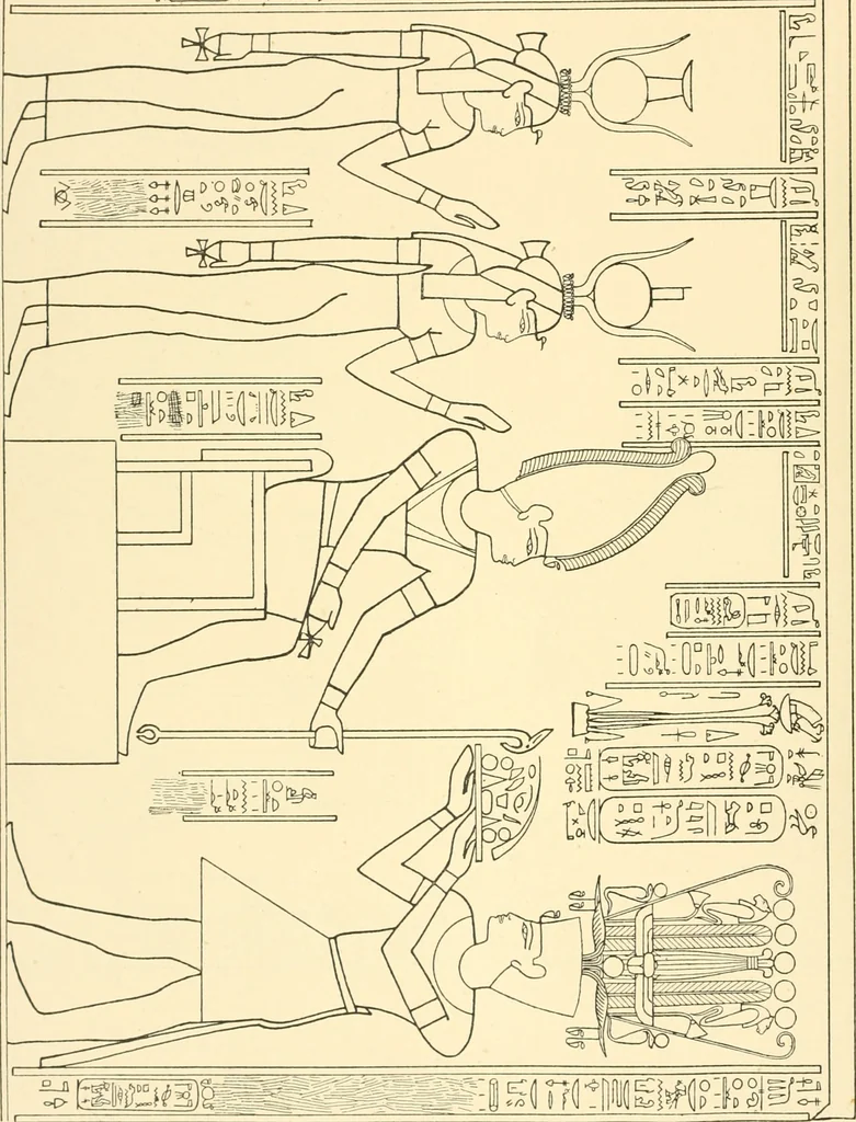 An illustration from Catalogue des monuments et inscriptions de l'Égypte antique / publié sous les auspices de S.A. Abbas II Helmi par la direction générale du Service des antiquités [de l'Égypte] ; par J. de Morgan, U. Bouriant, G. Legrain, G. Jéquier, A. Barsanti, 1894, leaf 351