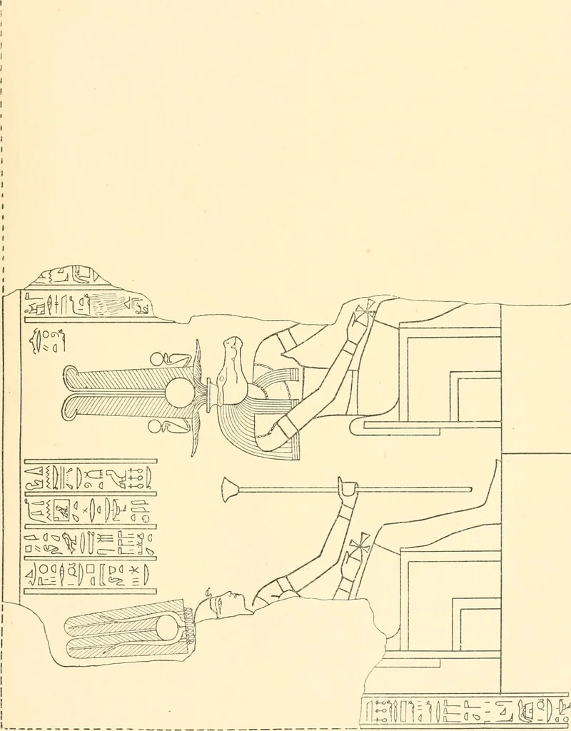 An illustration from Catalogue des monuments et inscriptions de l'Égypte antique / publié sous les auspices de S.A. Abbas II Helmi par la direction générale du Service des antiquités [de l'Égypte] ; par J. de Morgan, U. Bouriant, G. Legrain, G. Jéquier, A. Barsanti, 1894, leaf 352
