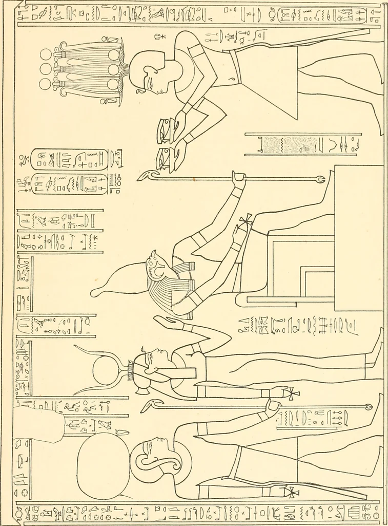 An illustration from Catalogue des monuments et inscriptions de l'Égypte antique / publié sous les auspices de S.A. Abbas II Helmi par la direction générale du Service des antiquités [de l'Égypte] ; par J. de Morgan, U. Bouriant, G. Legrain, G. Jéquier, A. Barsanti, 1894, leaf 354