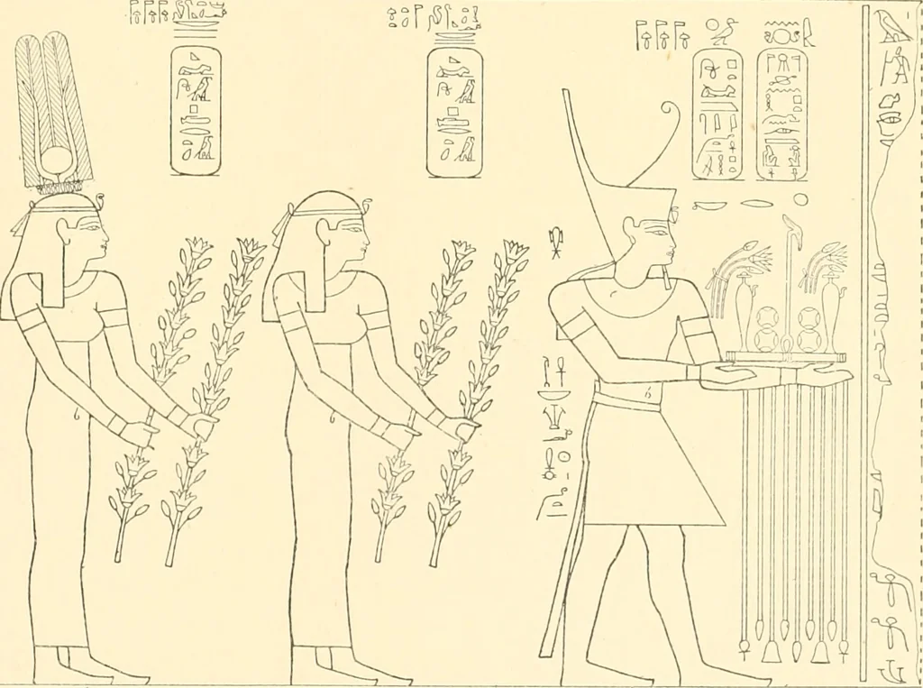 An illustration from Catalogue des monuments et inscriptions de l'Égypte antique / publié sous les auspices de S.A. Abbas II Helmi par la direction générale du Service des antiquités [de l'Égypte] ; par J. de Morgan, U. Bouriant, G. Legrain, G. Jéquier, A. Barsanti, 1894, leaf 356