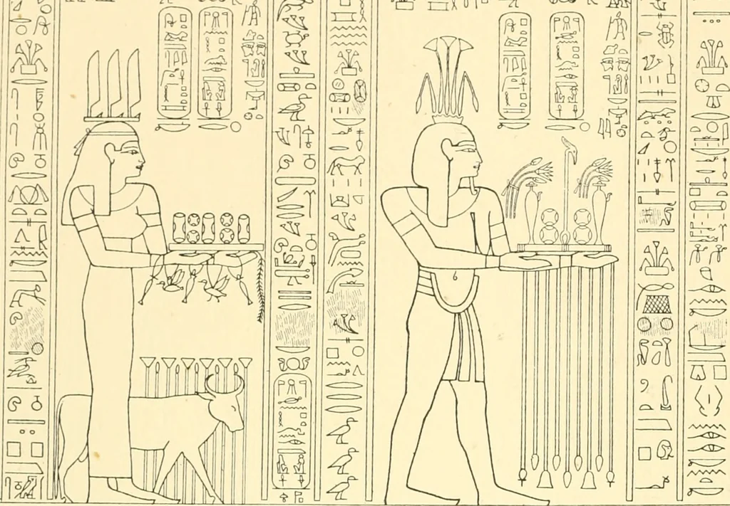 An illustration from Catalogue des monuments et inscriptions de l'Égypte antique / publié sous les auspices de S.A. Abbas II Helmi par la direction générale du Service des antiquités [de l'Égypte] ; par J. de Morgan, U. Bouriant, G. Legrain, G. Jéquier, A. Barsanti, 1894, leaf 357