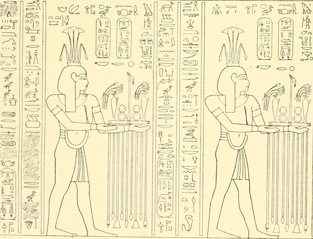 An illustration from Catalogue des monuments et inscriptions de l'Égypte antique / publié sous les auspices de S.A. Abbas II Helmi par la direction générale du Service des antiquités [de l'Égypte] ; par J. de Morgan, U. Bouriant, G. Legrain, G. Jéquier, A. Barsanti, 1894, leaf 357