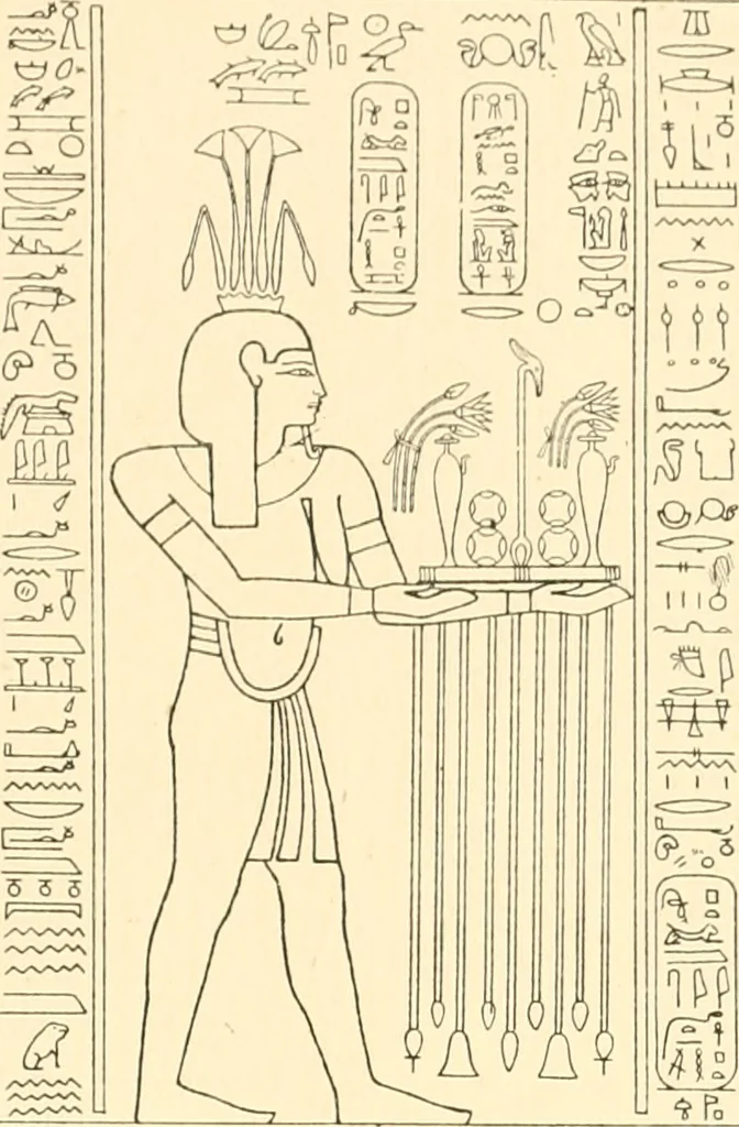 An illustration from Catalogue des monuments et inscriptions de l'Égypte antique / publié sous les auspices de S.A. Abbas II Helmi par la direction générale du Service des antiquités [de l'Égypte] ; par J. de Morgan, U. Bouriant, G. Legrain, G. Jéquier, A. Barsanti, 1894, leaf 358