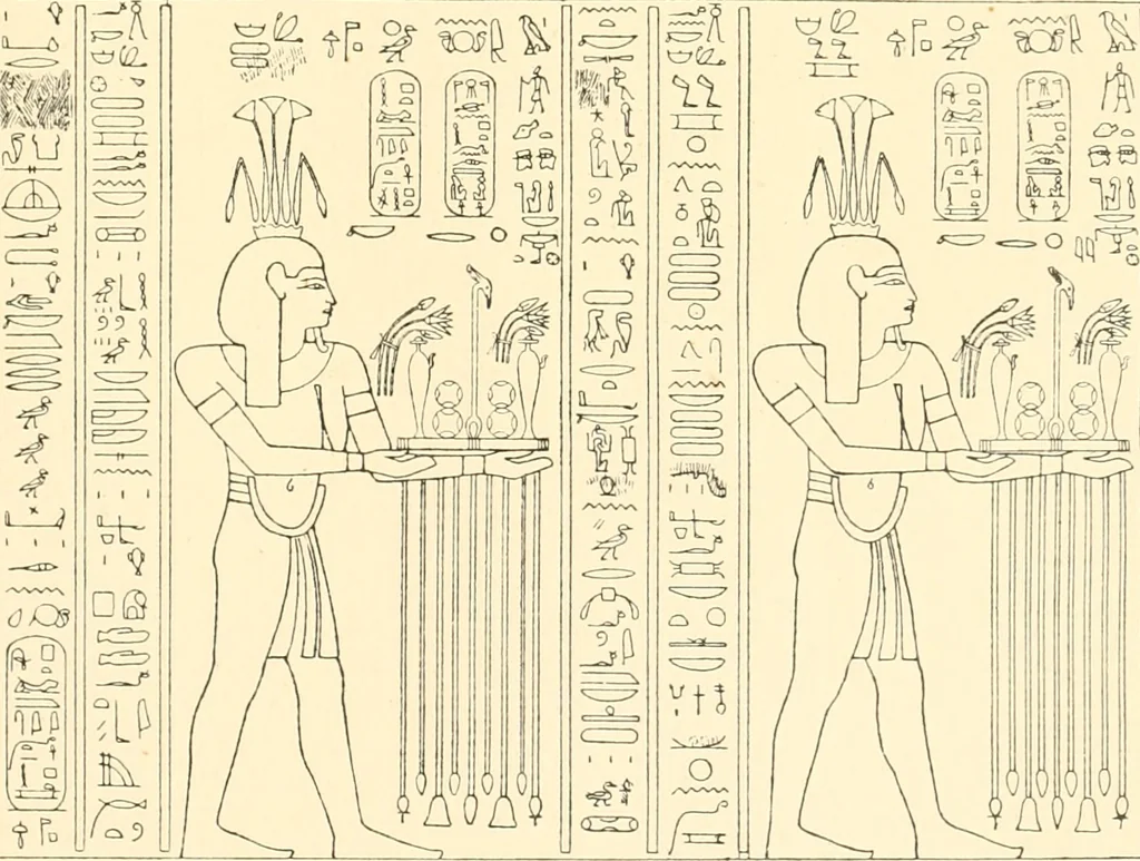 An illustration from Catalogue des monuments et inscriptions de l'Égypte antique / publié sous les auspices de S.A. Abbas II Helmi par la direction générale du Service des antiquités [de l'Égypte] ; par J. de Morgan, U. Bouriant, G. Legrain, G. Jéquier, A. Barsanti, 1894, leaf 358