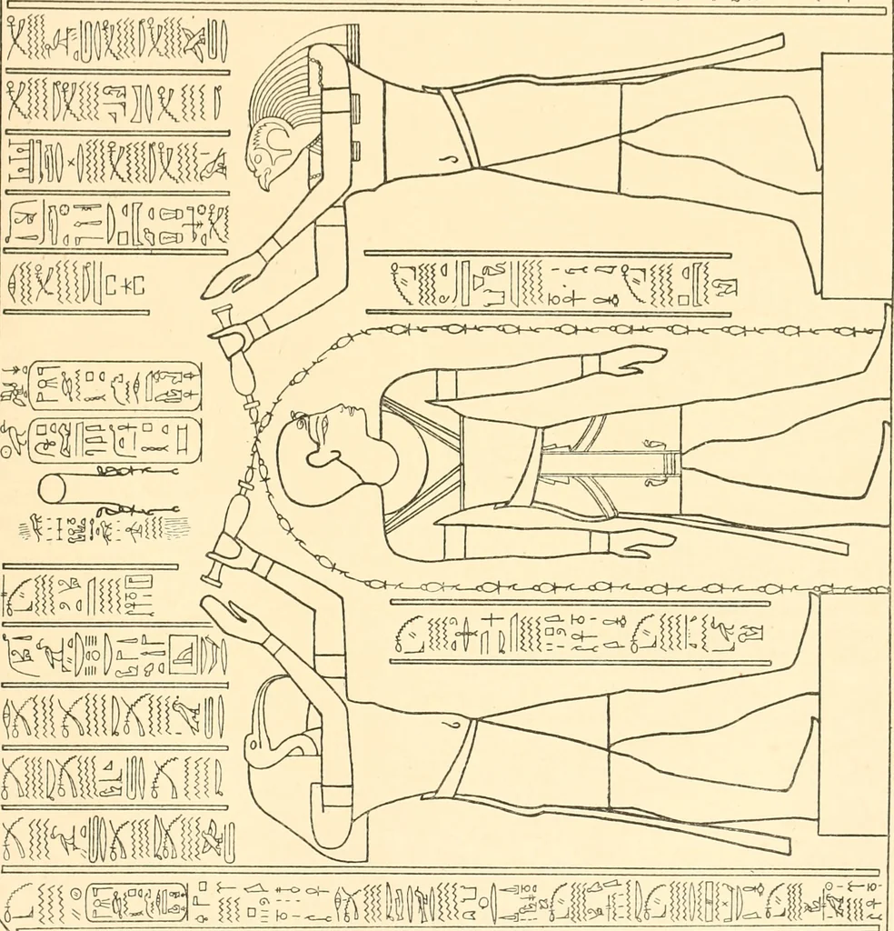 An illustration from Catalogue des monuments et inscriptions de l'Égypte antique / publié sous les auspices de S.A. Abbas II Helmi par la direction générale du Service des antiquités [de l'Égypte] ; par J. de Morgan, U. Bouriant, G. Legrain, G. Jéquier, A. Barsanti, 1894, leaf 364