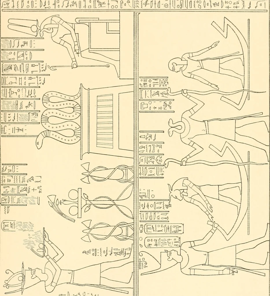 An illustration from Catalogue des monuments et inscriptions de l'Égypte antique / publié sous les auspices de S.A. Abbas II Helmi par la direction générale du Service des antiquités [de l'Égypte] ; par J. de Morgan, U. Bouriant, G. Legrain, G. Jéquier, A. Barsanti, 1894, leaf 368