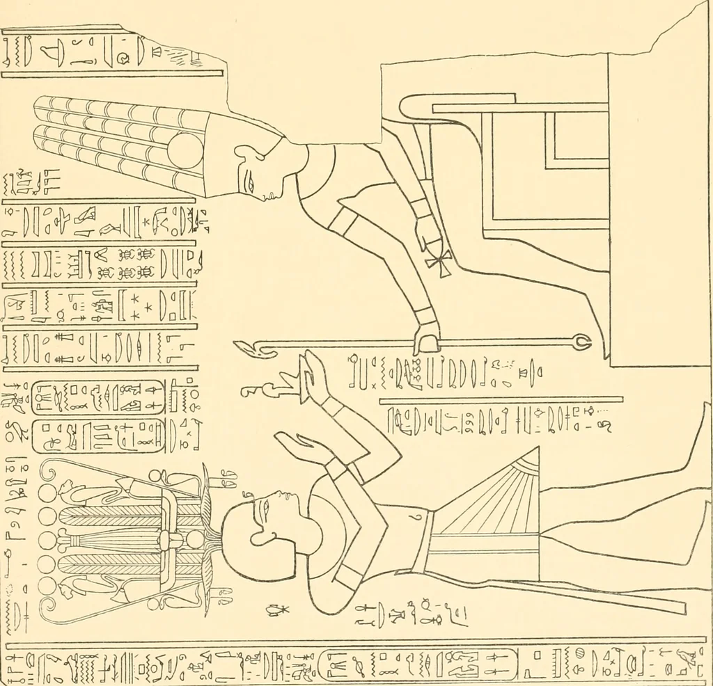 An illustration from Catalogue des monuments et inscriptions de l'Égypte antique / publié sous les auspices de S.A. Abbas II Helmi par la direction générale du Service des antiquités [de l'Égypte] ; par J. de Morgan, U. Bouriant, G. Legrain, G. Jéquier, A. Barsanti, 1894, leaf 372