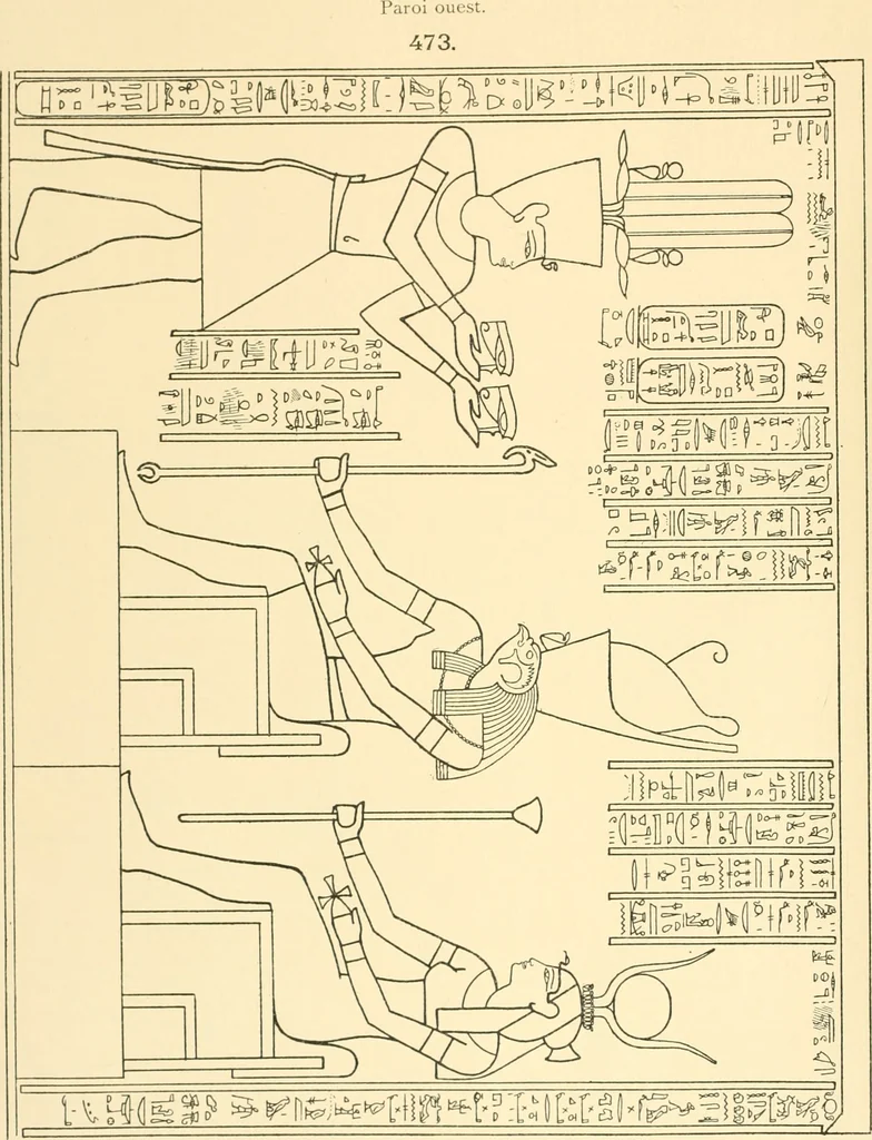 An illustration from Catalogue des monuments et inscriptions de l'Égypte antique / publié sous les auspices de S.A. Abbas II Helmi par la direction générale du Service des antiquités [de l'Égypte] ; par J. de Morgan, U. Bouriant, G. Legrain, G. Jéquier, A. Barsanti, 1894, leaf 373