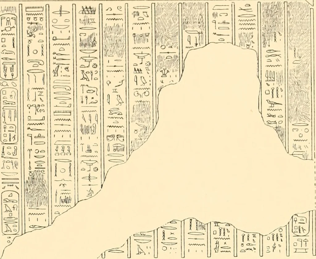 An illustration from Catalogue des monuments et inscriptions de l'Égypte antique / publié sous les auspices de S.A. Abbas II Helmi par la direction générale du Service des antiquités [de l'Égypte] ; par J. de Morgan, U. Bouriant, G. Legrain, G. Jéquier, A. Barsanti, 1894, leaf 374