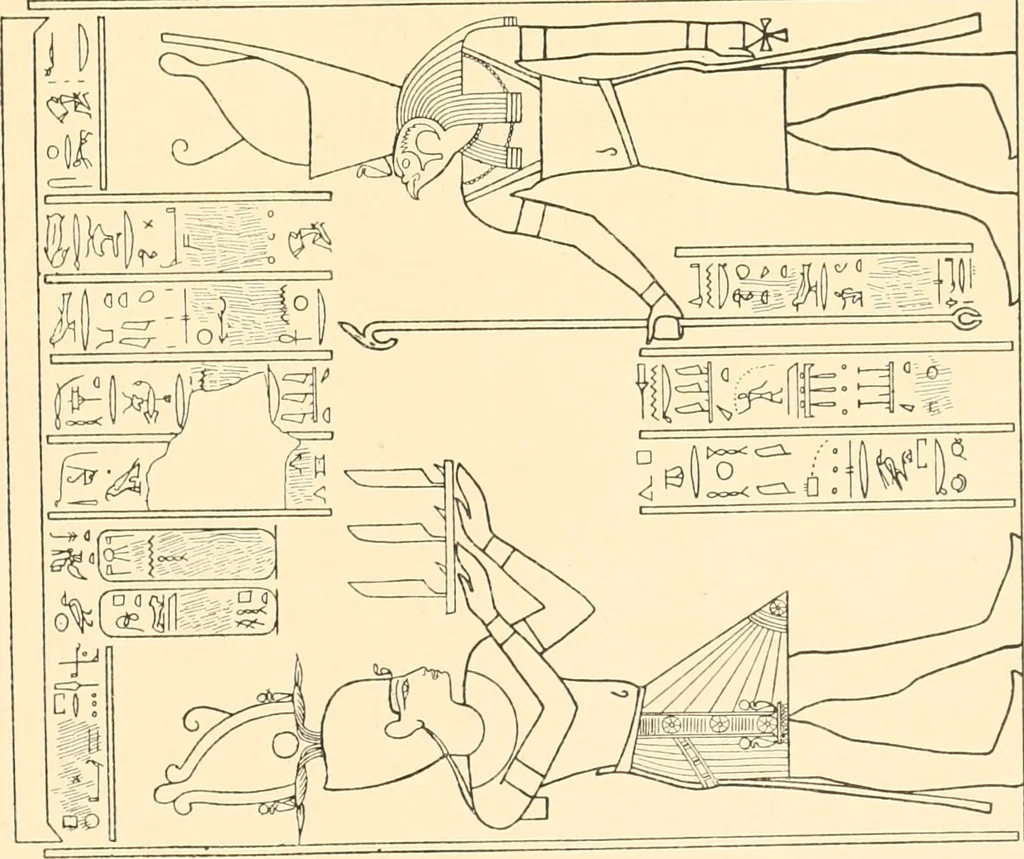 An illustration from Catalogue des monuments et inscriptions de l'Égypte antique / publié sous les auspices de S.A. Abbas II Helmi par la direction générale du Service des antiquités [de l'Égypte] ; par J. de Morgan, U. Bouriant, G. Legrain, G. Jéquier, A. Barsanti, 1894, leaf 374