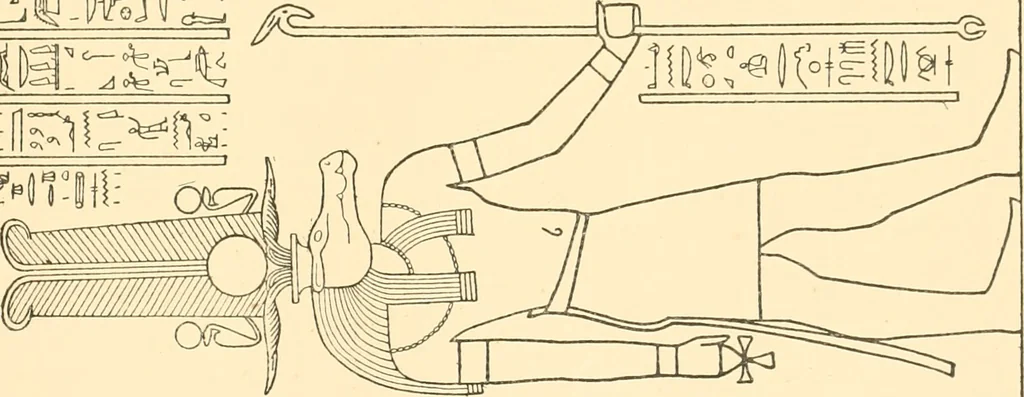 An illustration from Catalogue des monuments et inscriptions de l'Égypte antique / publié sous les auspices de S.A. Abbas II Helmi par la direction générale du Service des antiquités [de l'Égypte] ; par J. de Morgan, U. Bouriant, G. Legrain, G. Jéquier, A. Barsanti, 1894, leaf 378