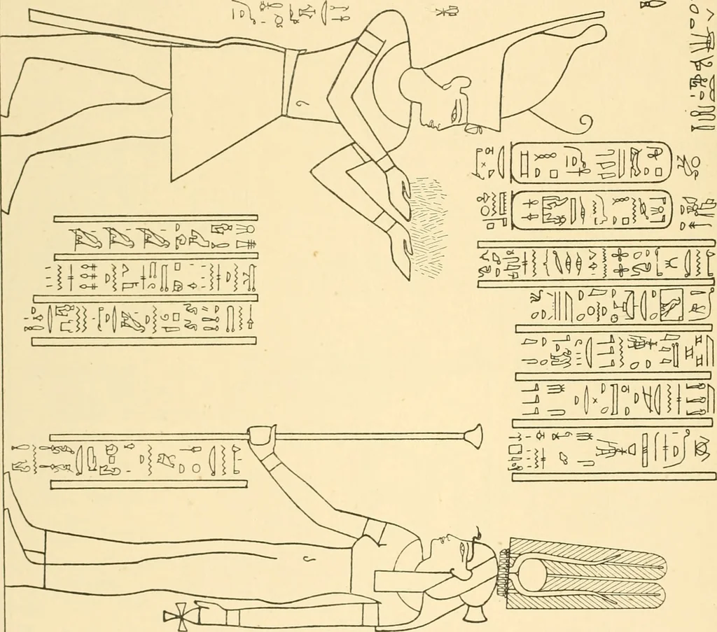 An illustration from Catalogue des monuments et inscriptions de l'Égypte antique / publié sous les auspices de S.A. Abbas II Helmi par la direction générale du Service des antiquités [de l'Égypte] ; par J. de Morgan, U. Bouriant, G. Legrain, G. Jéquier, A. Barsanti, 1894, leaf 379