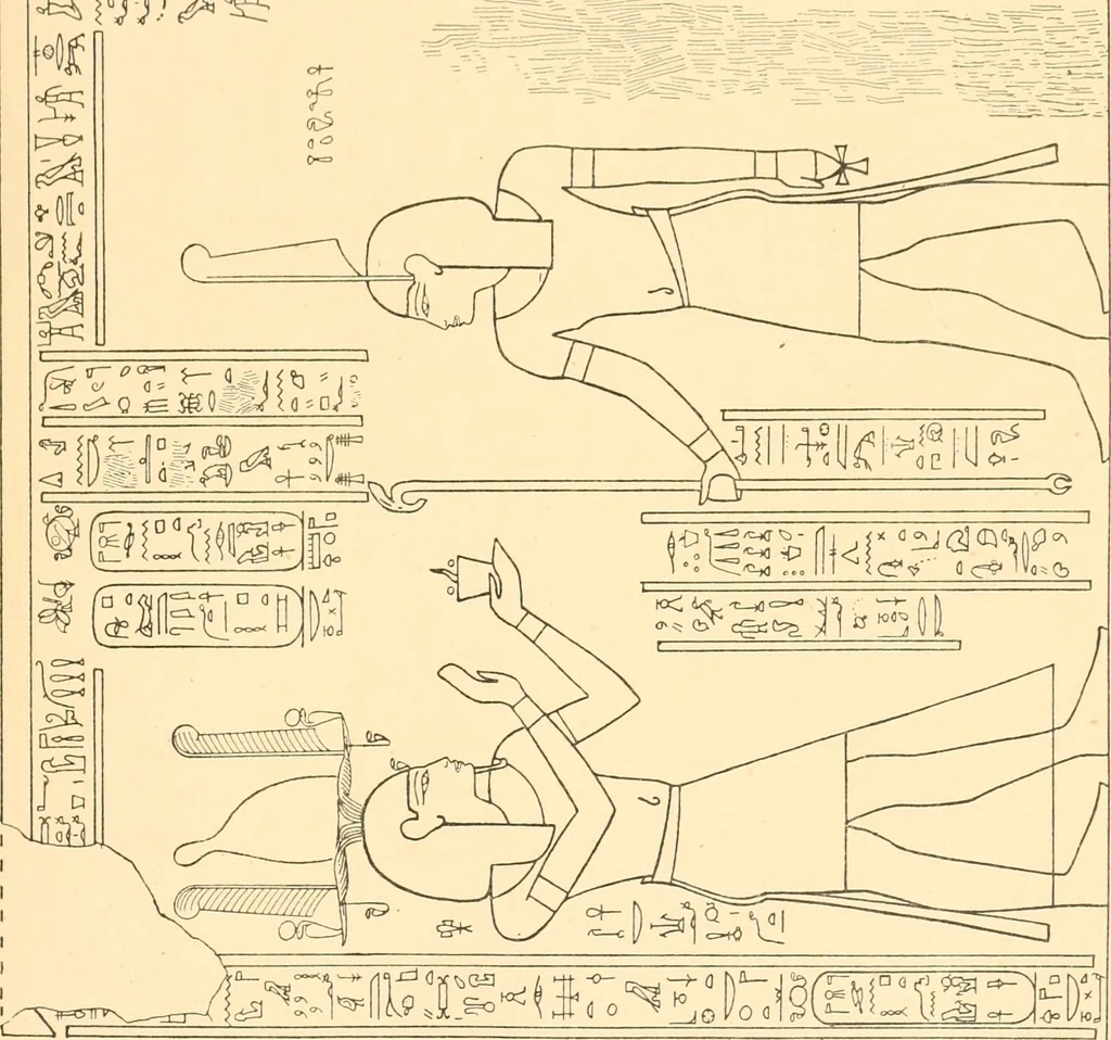 An illustration from Catalogue des monuments et inscriptions de l'Égypte antique / publié sous les auspices de S.A. Abbas II Helmi par la direction générale du Service des antiquités [de l'Égypte] ; par J. de Morgan, U. Bouriant, G. Legrain, G. Jéquier, A. Barsanti, 1894, leaf 382