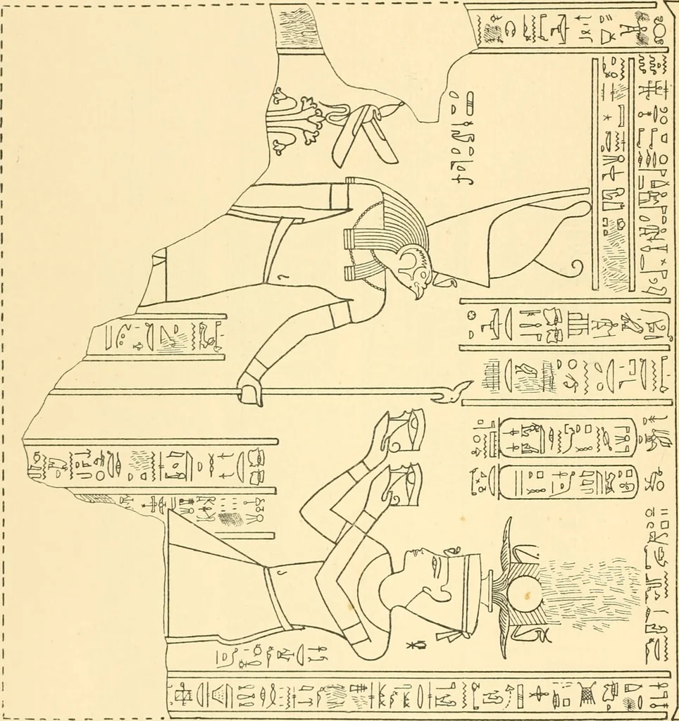 An illustration from Catalogue des monuments et inscriptions de l'Égypte antique / publié sous les auspices de S.A. Abbas II Helmi par la direction générale du Service des antiquités [de l'Égypte] ; par J. de Morgan, U. Bouriant, G. Legrain, G. Jéquier, A. Barsanti, 1894, leaf 387