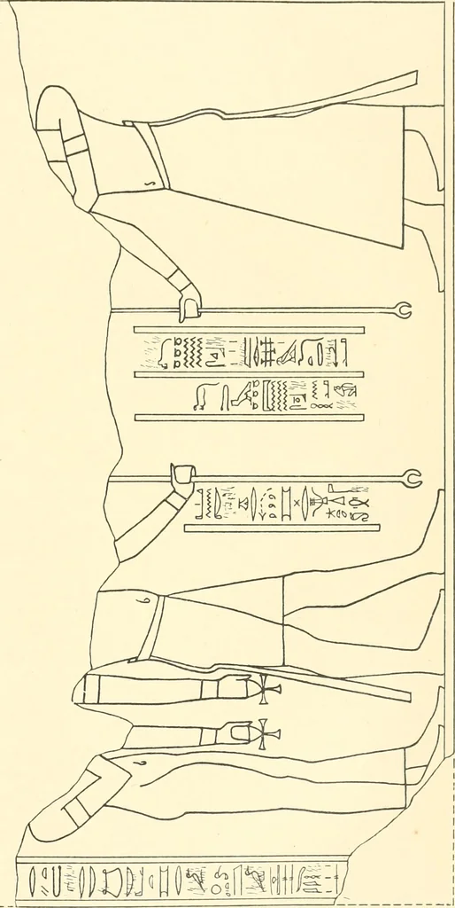 An illustration from Catalogue des monuments et inscriptions de l'Égypte antique / publié sous les auspices de S.A. Abbas II Helmi par la direction générale du Service des antiquités [de l'Égypte] ; par J. de Morgan, U. Bouriant, G. Legrain, G. Jéquier, A. Barsanti, 1894, leaf 40