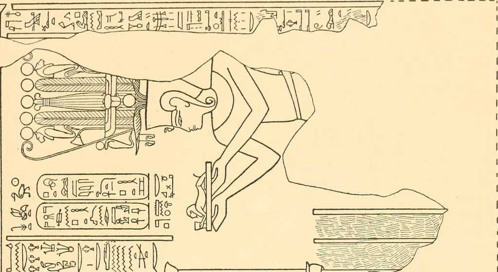 An illustration from Catalogue des monuments et inscriptions de l'Égypte antique / publié sous les auspices de S.A. Abbas II Helmi par la direction générale du Service des antiquités [de l'Égypte] ; par J. de Morgan, U. Bouriant, G. Legrain, G. Jéquier, A. Barsanti, 1894, leaf 402