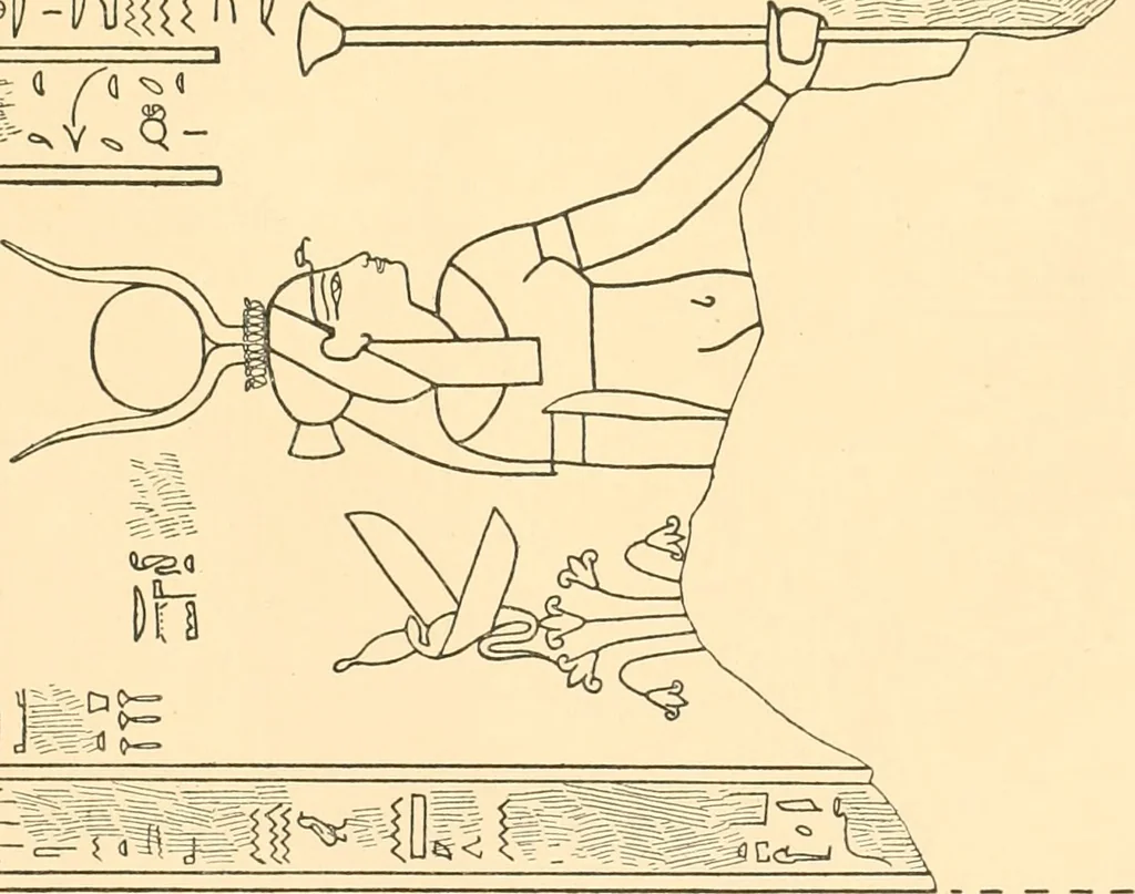 An illustration from Catalogue des monuments et inscriptions de l'Égypte antique / publié sous les auspices de S.A. Abbas II Helmi par la direction générale du Service des antiquités [de l'Égypte] ; par J. de Morgan, U. Bouriant, G. Legrain, G. Jéquier, A. Barsanti, 1894, leaf 402