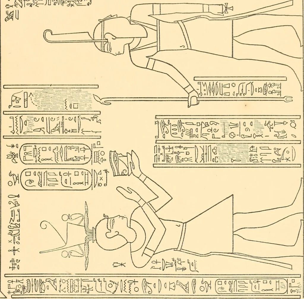 An illustration from Catalogue des monuments et inscriptions de l'Égypte antique / publié sous les auspices de S.A. Abbas II Helmi par la direction générale du Service des antiquités [de l'Égypte] ; par J. de Morgan, U. Bouriant, G. Legrain, G. Jéquier, A. Barsanti, 1894, leaf 406