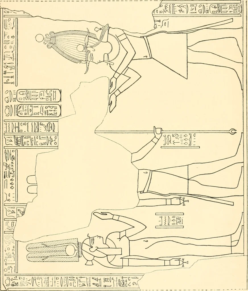 An illustration from Catalogue des monuments et inscriptions de l'Égypte antique / publié sous les auspices de S.A. Abbas II Helmi par la direction générale du Service des antiquités [de l'Égypte] ; par J. de Morgan, U. Bouriant, G. Legrain, G. Jéquier, A. Barsanti, 1894, leaf 42