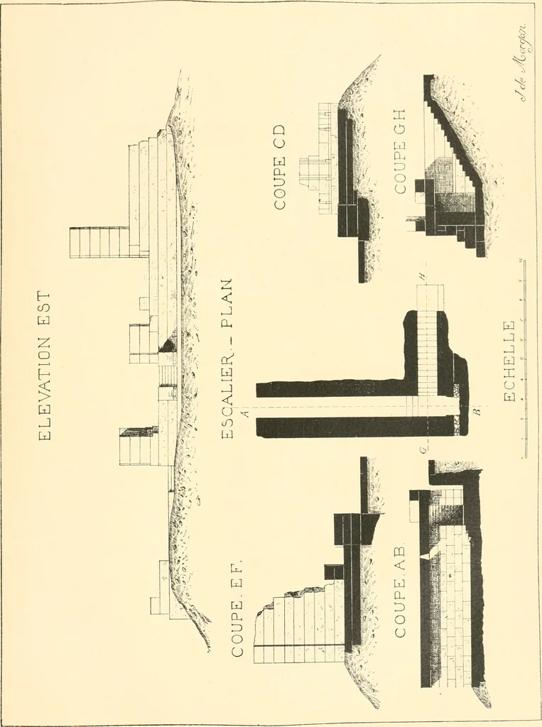 An illustration from Catalogue des monuments et inscriptions de l'Égypte antique / publié sous les auspices de S.A. Abbas II Helmi par la direction générale du Service des antiquités [de l'Égypte] ; par J. de Morgan, U. Bouriant, G. Legrain, G. Jéquier, A. Barsanti, 1894, leaf 46