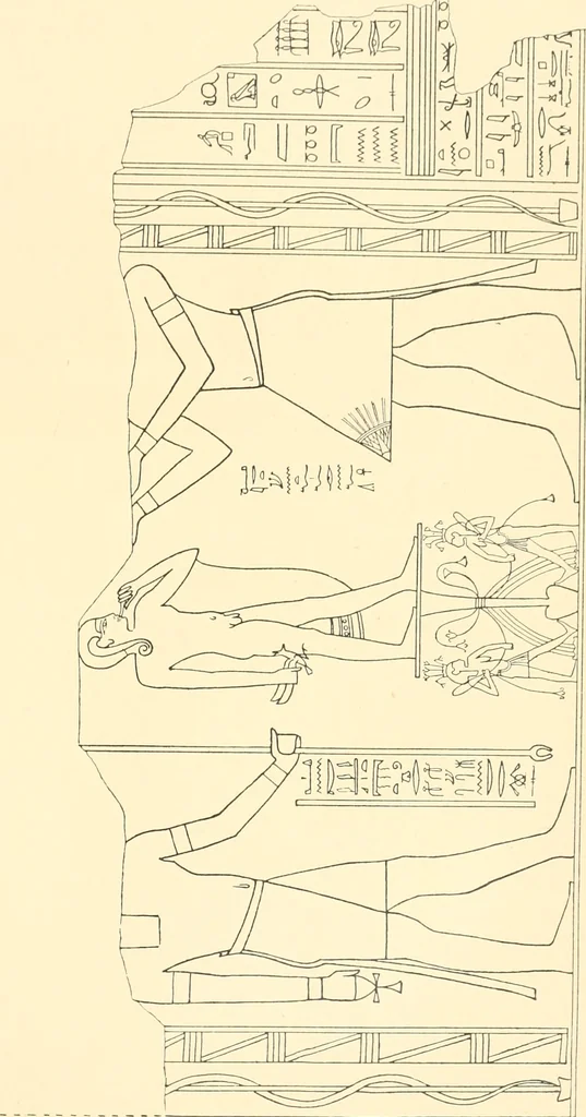 An illustration from Catalogue des monuments et inscriptions de l'Égypte antique / publié sous les auspices de S.A. Abbas II Helmi par la direction générale du Service des antiquités [de l'Égypte] ; par J. de Morgan, U. Bouriant, G. Legrain, G. Jéquier, A. Barsanti, 1894, leaf 48