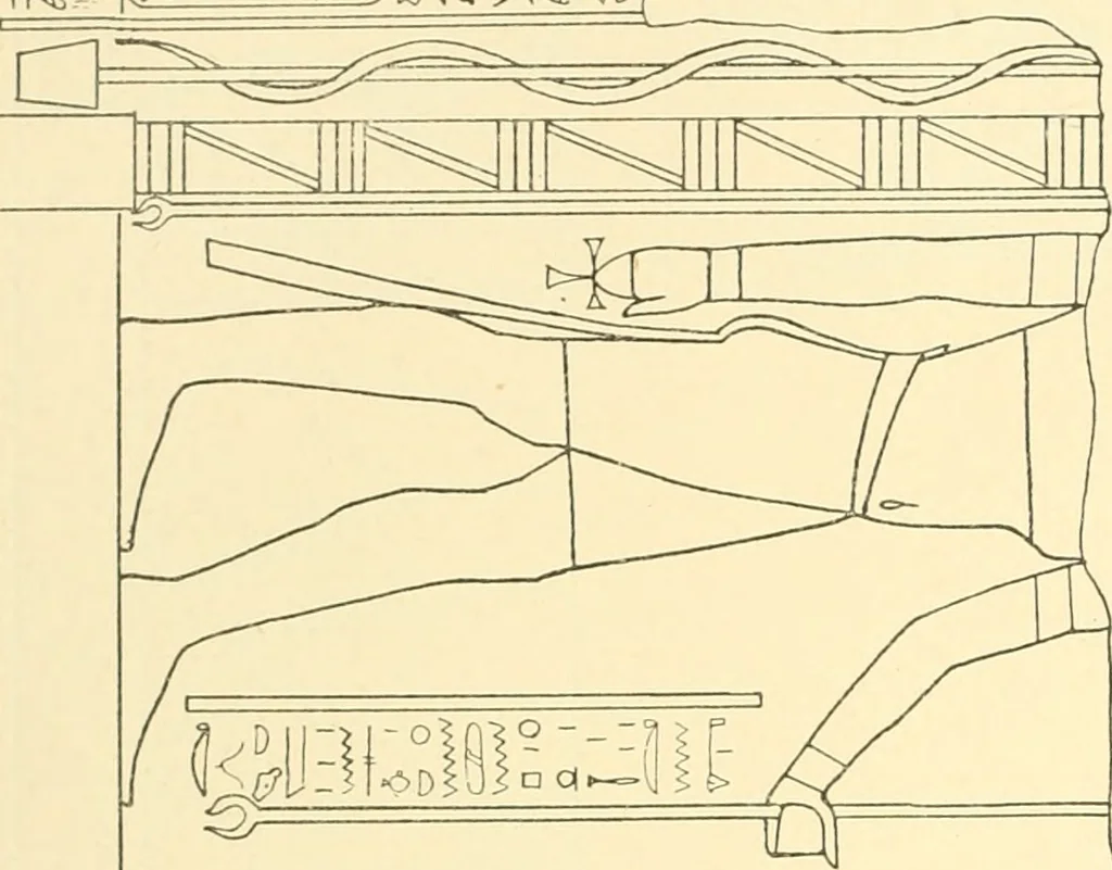 An illustration from Catalogue des monuments et inscriptions de l'Égypte antique / publié sous les auspices de S.A. Abbas II Helmi par la direction générale du Service des antiquités [de l'Égypte] ; par J. de Morgan, U. Bouriant, G. Legrain, G. Jéquier, A. Barsanti, 1894, leaf 51