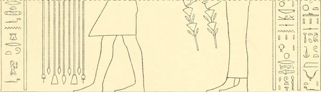 An illustration from Catalogue des monuments et inscriptions de l'Égypte antique / publié sous les auspices de S.A. Abbas II Helmi par la direction générale du Service des antiquités [de l'Égypte] ; par J. de Morgan, U. Bouriant, G. Legrain, G. Jéquier, A. Barsanti, 1894, leaf 55