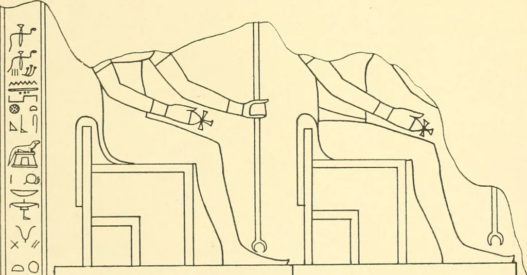 An illustration from Catalogue des monuments et inscriptions de l'Égypte antique / publié sous les auspices de S.A. Abbas II Helmi par la direction générale du Service des antiquités [de l'Égypte] ; par J. de Morgan, U. Bouriant, G. Legrain, G. Jéquier, A. Barsanti, 1894, leaf 57