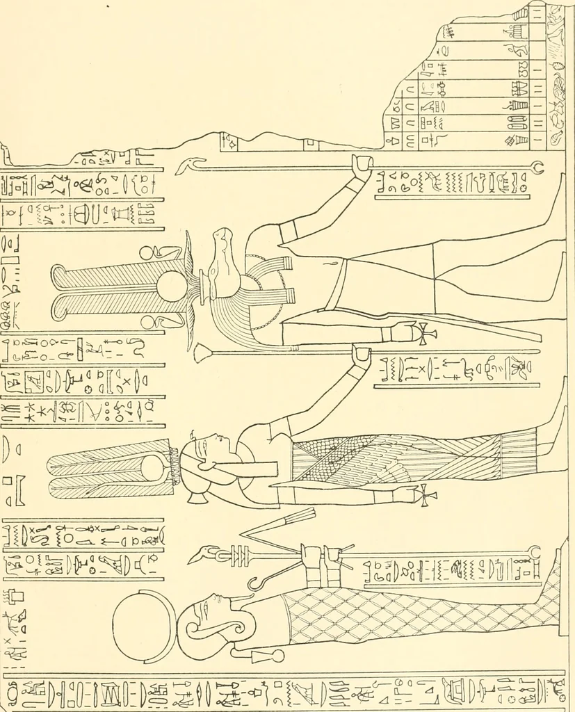 An illustration from Catalogue des monuments et inscriptions de l'Égypte antique / publié sous les auspices de S.A. Abbas II Helmi par la direction générale du Service des antiquités [de l'Égypte] ; par J. de Morgan, U. Bouriant, G. Legrain, G. Jéquier, A. Barsanti, 1894, leaf 58