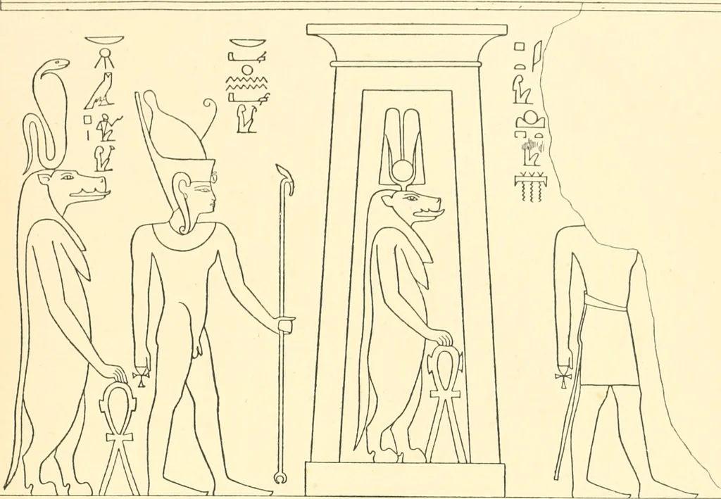 An illustration from Catalogue des monuments et inscriptions de l'Égypte antique / publié sous les auspices de S.A. Abbas II Helmi par la direction générale du Service des antiquités [de l'Égypte] ; par J. de Morgan, U. Bouriant, G. Legrain, G. Jéquier, A. Barsanti, 1894, leaf 62
