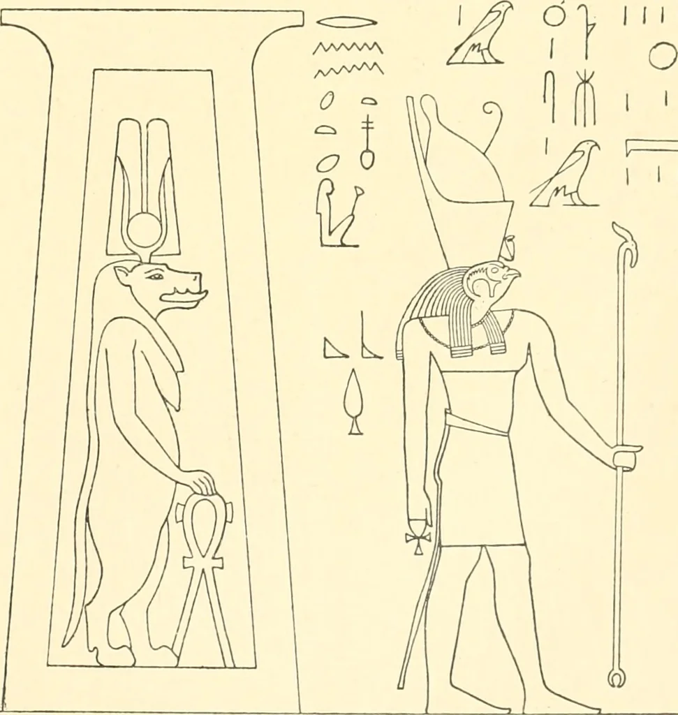 An illustration from Catalogue des monuments et inscriptions de l'Égypte antique / publié sous les auspices de S.A. Abbas II Helmi par la direction générale du Service des antiquités [de l'Égypte] ; par J. de Morgan, U. Bouriant, G. Legrain, G. Jéquier, A. Barsanti, 1894, leaf 62