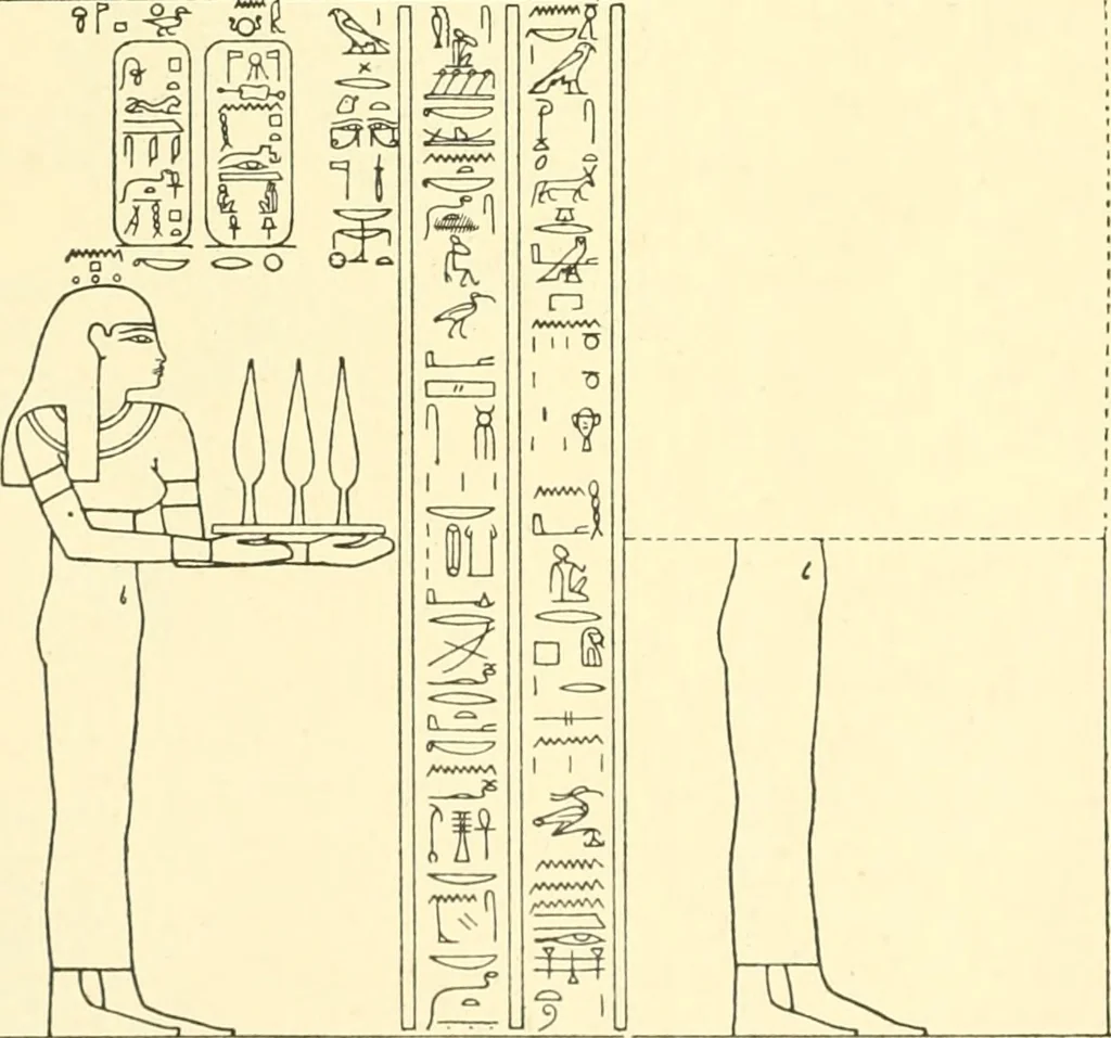 An illustration from Catalogue des monuments et inscriptions de l'Égypte antique / publié sous les auspices de S.A. Abbas II Helmi par la direction générale du Service des antiquités [de l'Égypte] ; par J. de Morgan, U. Bouriant, G. Legrain, G. Jéquier, A. Barsanti, 1894, leaf 69