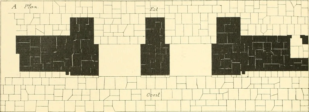 An illustration from Catalogue des monuments et inscriptions de l'Égypte antique / publié sous les auspices de S.A. Abbas II Helmi par la direction générale du Service des antiquités [de l'Égypte] ; par J. de Morgan, U. Bouriant, G. Legrain, G. Jéquier, A. Barsanti, 1894, leaf 77