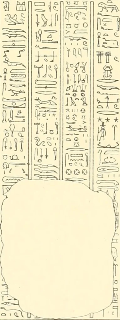 An illustration from Catalogue des monuments et inscriptions de l'Égypte antique / publié sous les auspices de S.A. Abbas II Helmi par la direction générale du Service des antiquités [de l'Égypte] ; par J. de Morgan, U. Bouriant, G. Legrain, G. Jéquier, A. Barsanti, 1894, leaf 80