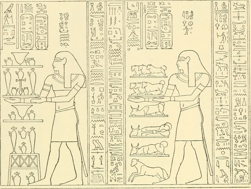 An illustration from Catalogue des monuments et inscriptions de l'Égypte antique / publié sous les auspices de S.A. Abbas II Helmi par la direction générale du Service des antiquités [de l'Égypte] ; par J. de Morgan, U. Bouriant, G. Legrain, G. Jéquier, A. Barsanti, 1894, leaf 83