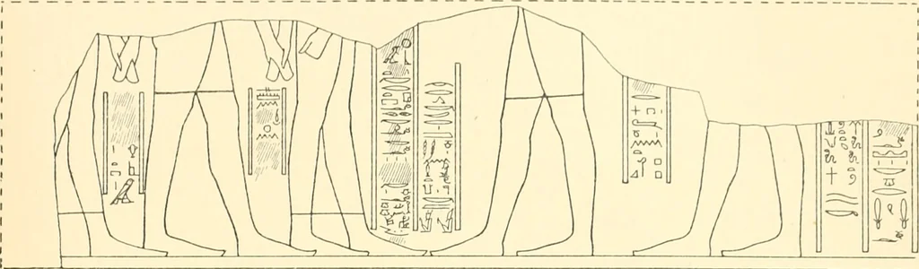 An illustration from Catalogue des monuments et inscriptions de l'Égypte antique / publié sous les auspices de S.A. Abbas II Helmi par la direction générale du Service des antiquités [de l'Égypte] ; par J. de Morgan, U. Bouriant, G. Legrain, G. Jéquier, A. Barsanti, 1894, leaf 88