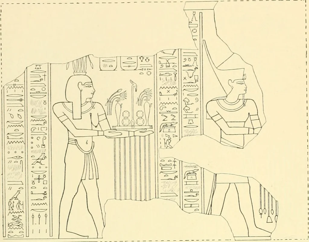 An illustration from Catalogue des monuments et inscriptions de l'Égypte antique / publié sous les auspices de S.A. Abbas II Helmi par la direction générale du Service des antiquités [de l'Égypte] ; par J. de Morgan, U. Bouriant, G. Legrain, G. Jéquier, A. Barsanti, 1894, leaf 91