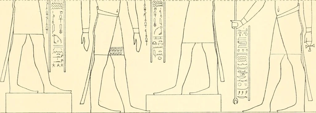 An illustration from Catalogue des monuments et inscriptions de l'Égypte antique / publié sous les auspices de S.A. Abbas II Helmi par la direction générale du Service des antiquités [de l'Égypte] ; par J. de Morgan, U. Bouriant, G. Legrain, G. Jéquier, A. Barsanti, 1894, leaf 92