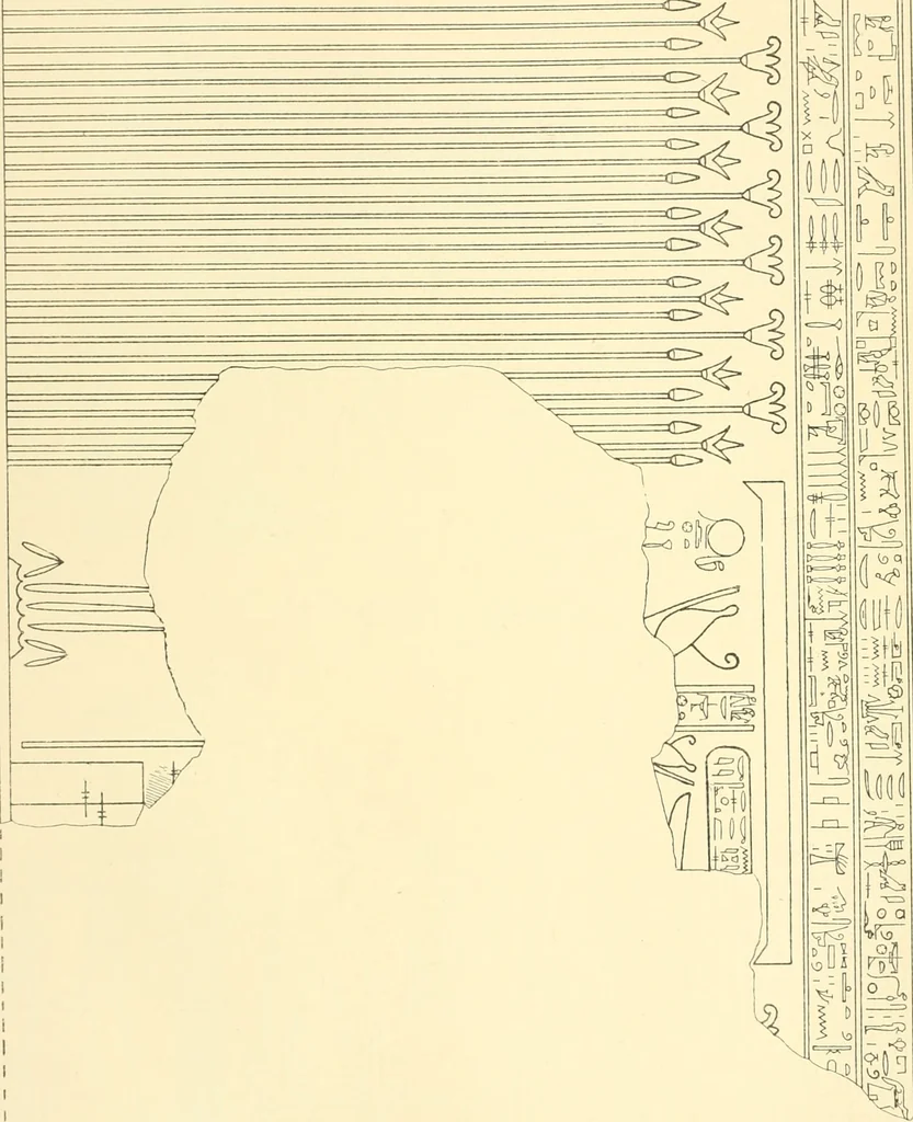 An illustration from Catalogue des monuments et inscriptions de l'Égypte antique / publié sous les auspices de S.A. Abbas II Helmi par la direction générale du Service des antiquités [de l'Égypte] ; par J. de Morgan, U. Bouriant, G. Legrain, G. Jéquier, A. Barsanti, 1894, leaf 93