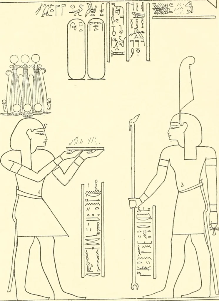An illustration from Catalogue des monuments et inscriptions de l'Égypte antique / publié sous les auspices de S.A. Abbas II Helmi par la direction générale du Service des antiquités [de l'Égypte] ; par J. de Morgan, U. Bouriant, G. Legrain, G. Jéquier, A. Barsanti, 1894, leaf 100