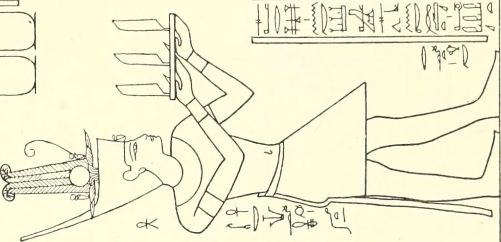 An illustration from Catalogue des monuments et inscriptions de l'Égypte antique / publié sous les auspices de S.A. Abbas II Helmi par la direction générale du Service des antiquités [de l'Égypte] ; par J. de Morgan, U. Bouriant, G. Legrain, G. Jéquier, A. Barsanti, 1894, leaf 106