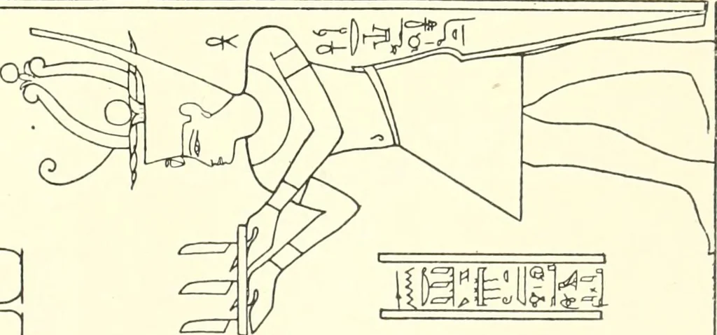 An illustration from Catalogue des monuments et inscriptions de l'Égypte antique / publié sous les auspices de S.A. Abbas II Helmi par la direction générale du Service des antiquités [de l'Égypte] ; par J. de Morgan, U. Bouriant, G. Legrain, G. Jéquier, A. Barsanti, 1894, leaf 106